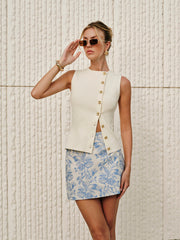 Asymmetric Button Sweater Vest