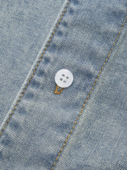 Asymmetrical Collar Denim Crop Shirt