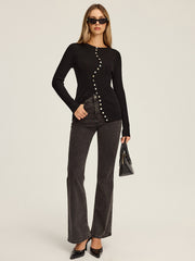 Asymmetric Button-Down Cardigan