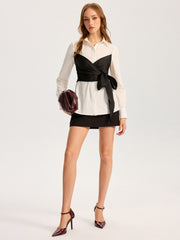 2 in 1 Cotton-Blend Shirt with Belt