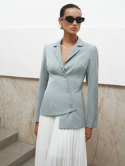 Asymmetric Button Slim Fit Blazer