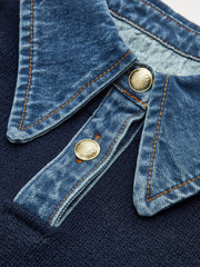 2 in 1 Panel Lapel Relaxed Sweater