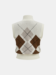 Argyle Turtleneck Knit Vest