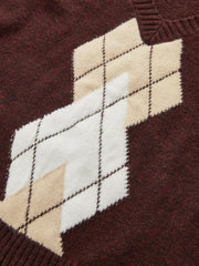 Argyle V-Neck Wool Blend Sweater Vest