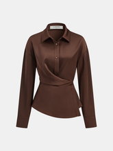 Asymmetric Wrap Satin Shirt