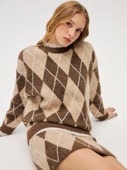 Argyle Knit Sweater & Mini Skirt Set