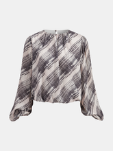 Abstract Striped Puff-Sleeve Blouse