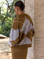 Argyle Wool-Blend Sweater & Maxi Skirt Set