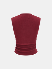 3D Floral Sleeveless Mock Neck Top