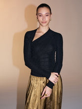 Asymmetric Neckline Sparkle Knit Top