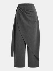 Asymmetric Wrap Wide-Leg Pants