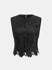 3D Floral Lace Sleeveless Crop Top