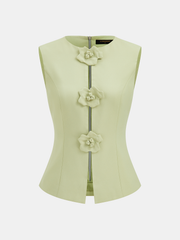 3D Flower Sleeveless Top & Midi Skirt Set