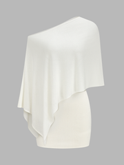 Asymmetric Knit Cape Top & Mini Skirt Set