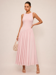 Asymmetric Sleeveless Backless Midi Dress