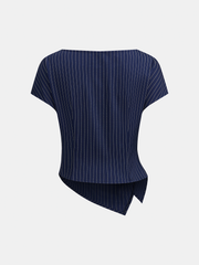 Asymmetric Pinstripe Top & Pleated Pants Set