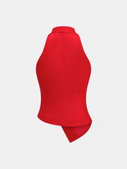 Asymmetric Metal Button Fitted Top