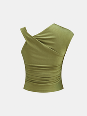 Asymmetric Ruched Sleeveless Top