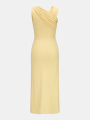 Asymmetric Sleeveless Ruched Waist Maxi Dress