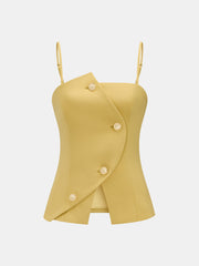 Asymmetric Metal Button Cami Top & Pant Set