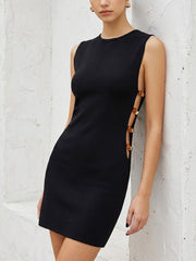 Amber Bead Cutout Sleeveless Knit Mini Dress