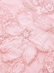 3D Floral Beaded Short Sleeve Cotton Shirt