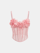 3D Floral Mesh Corset Top