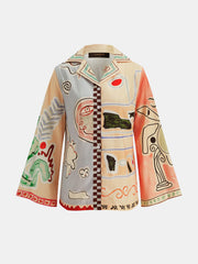 Abstract Print Shirt & Drawstring Shorts Set