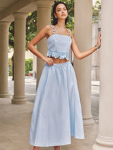 3D Flower Ring Strap Top & Pocketed Skirt Set