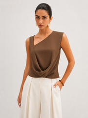 Asymmetrical Draped Twist Tank Top