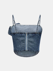 3D Rose Cami Denim Top