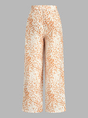 Animal Print Casual Wide Leg Pants