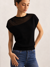 Asymmetric Sheer Shoulder Knit Top