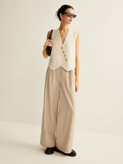 Asymmetrical Button Sweater Vest