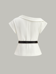 Asymmetrical Belted Blazer Top