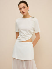Asymmetrical Buckle Detail Cut-Out Top