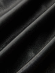 Asymmetric PU Leather Panel Blouse