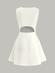 Asymmetric Neckline Flare Dress