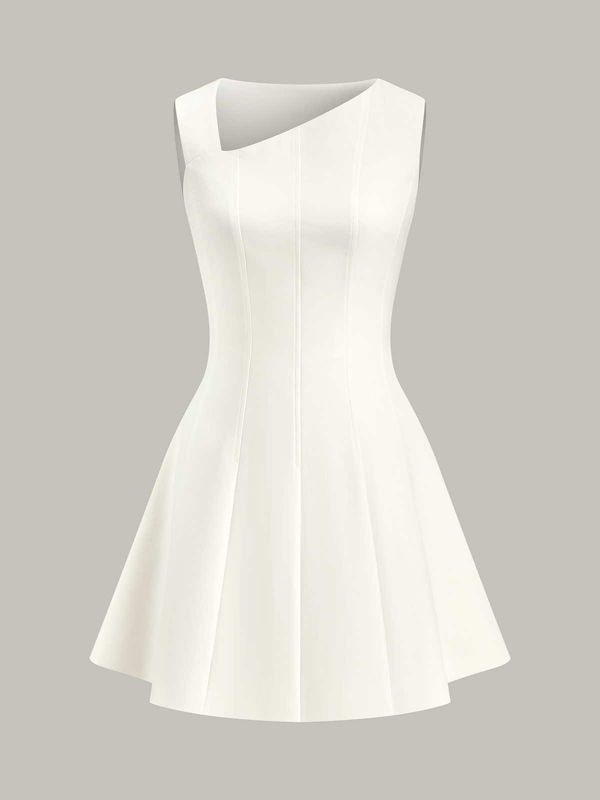 Asymmetric Neckline Flare Dress