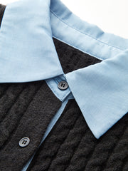 2 in1 Paneled Cable-Knit Cardigan