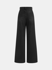 Asymmetric Mid-Waist Denim Pants