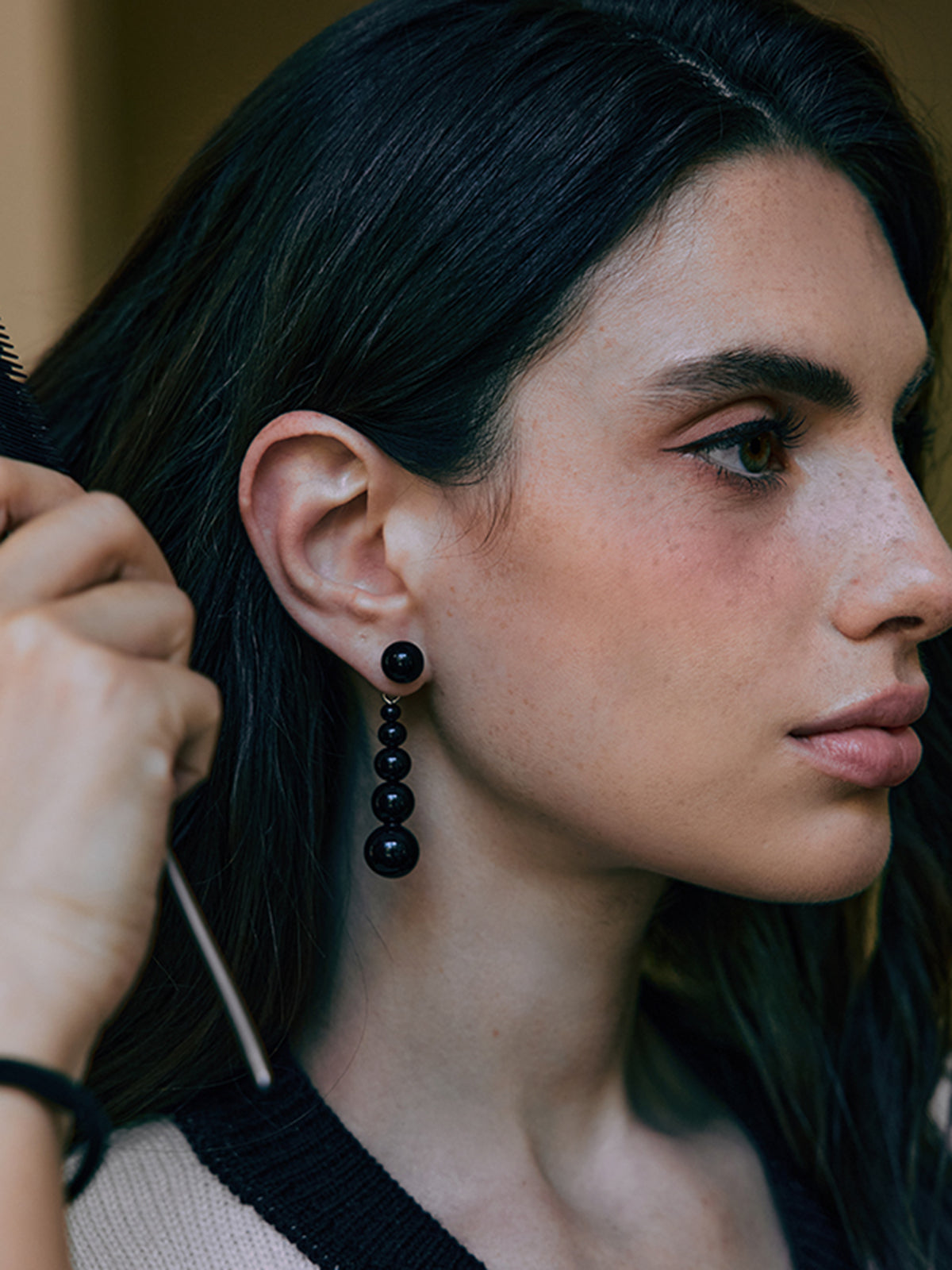Agate Bead Drop Earrings
