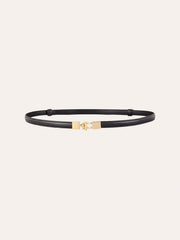 Alloy Buckle Leather Thin Belt