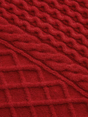Asymmetric Textured Knit Polo Sweater