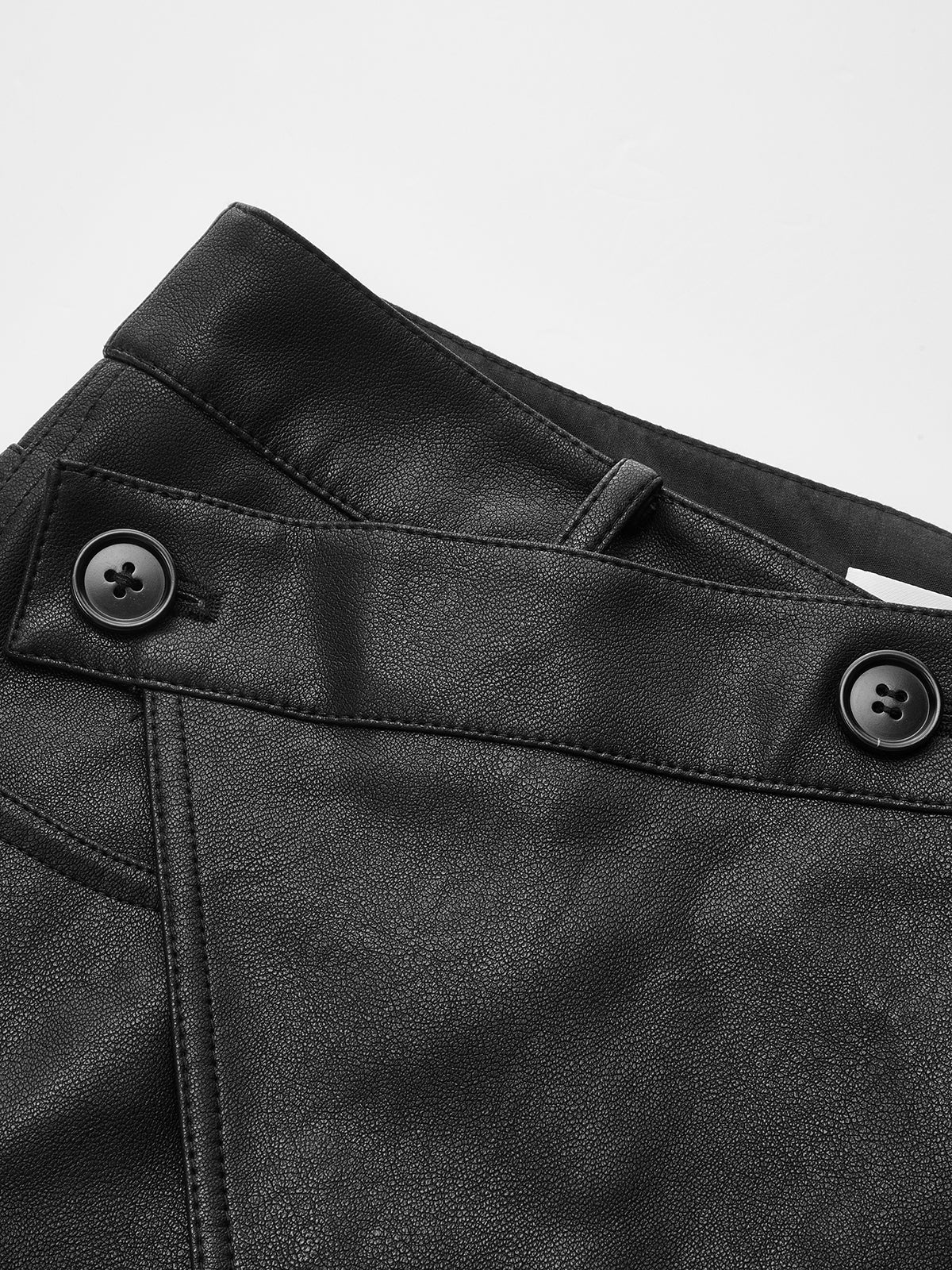 Asymmetric Faux Leather Midi Skirt