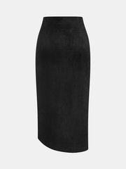 Asymmetric Ruched Midi Skirt