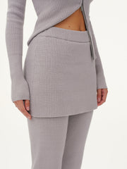2 in 1 Ribbed Knit Layered Flared Pants