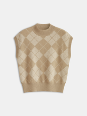 Argyle Knit Sleeveless Vest
