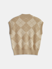 Argyle Knit Sleeveless Vest