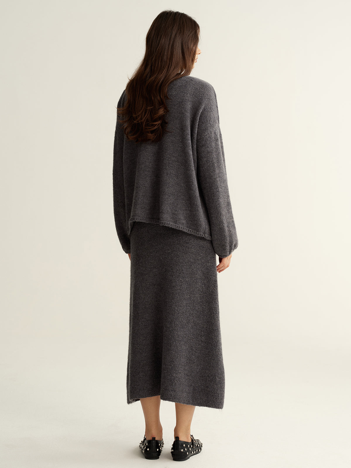 3D Floral Knit Dress & Cardigan Two-Piece Set